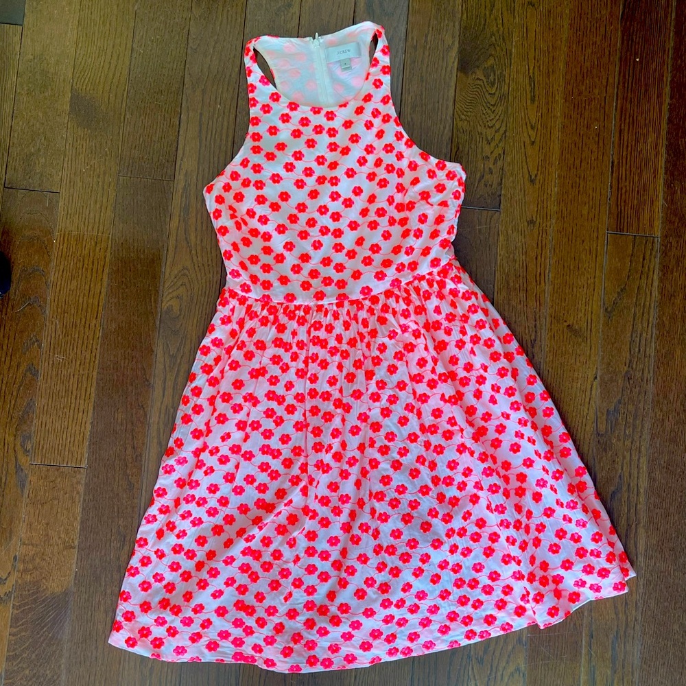 Vibrant J Crew dress, size 4, worn one! Fully lined, with POCKETS!